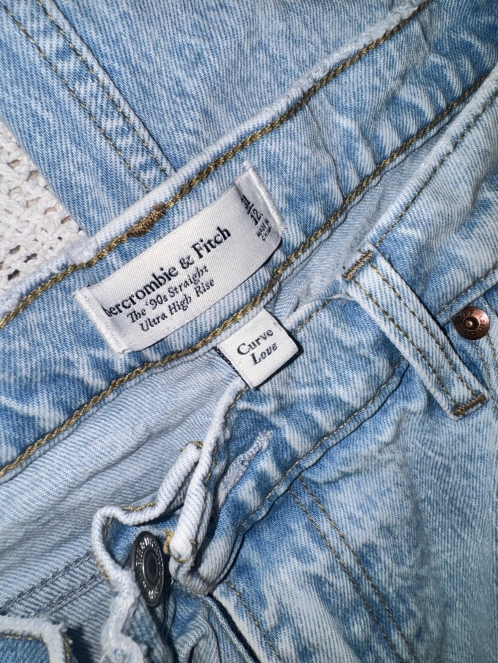 Abercrombie & Fitch Ultra High-Rise Light Blue Straight Jeans